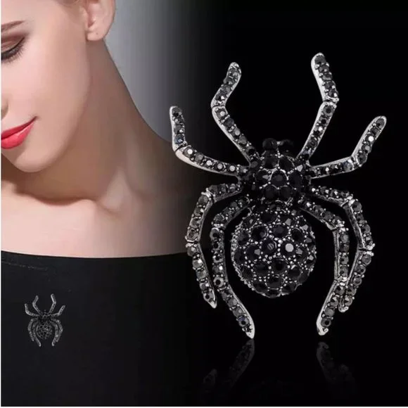 Spider Crystal Rhinestone Brooch - Picture 12 of 14